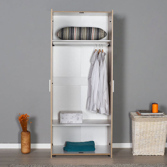 Ντουλάπα ρούχων Trendline Megapap δίφυλλη σε χρώμα sonoma 80x47x187εκ. - Hippiehome.gr