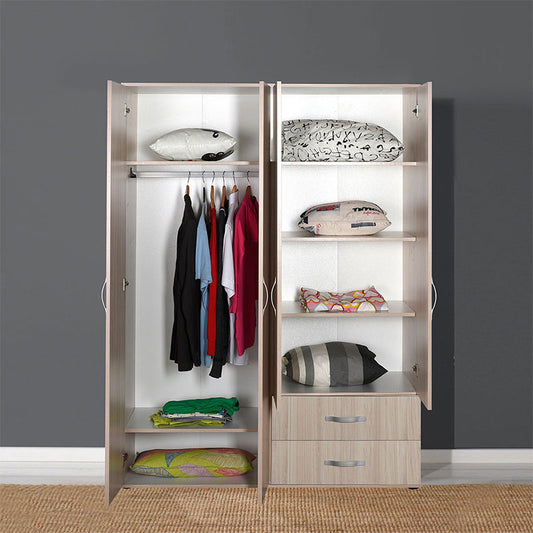 Ντουλάπα ρούχων Dynamic Megapap τετράφυλλη σε χρώμα zara 137x52x187cm. - Hippiehome.gr