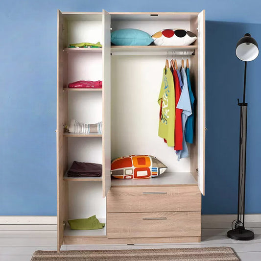 Ντουλάπα ρούχων Plus Megapap τρίφυλλη με καθρέφτη σε χρώμα sonoma - λευκό 109x52x184εκ. - Hippiehome.gr