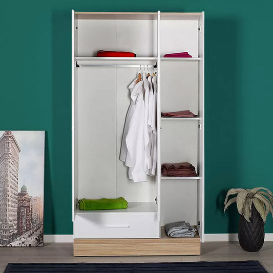 Ντουλάπα ρούχων Base Megapap τρίφυλλη σε χρώμα λευκό - sonoma 103x52x198εκ. - Hippiehome.gr