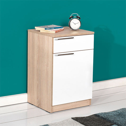 Κομοδίνο - συρταριέρα γραφείου Plus Megapap σε χρώμα sonoma - λευκό 40x38x63εκ. - Hippiehome.gr