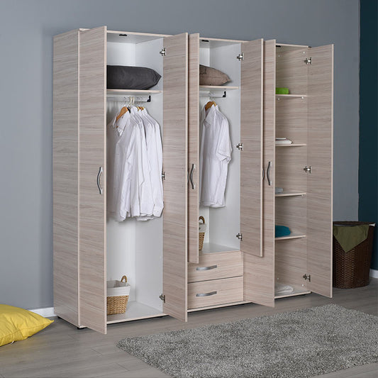 Ντουλάπα ρούχων Dynamic Megapap εξάφυλλη σε χρώμα zara 206x52x213εκ. - Hippiehome.gr