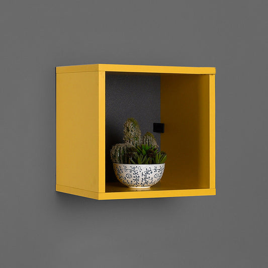 Βιβλιοθήκη στοιβαζόμενη Flat Megapap σε χρώμα κίτρινο 33x19x33εκ. - Hippiehome.gr