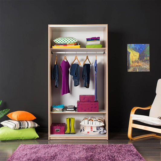 Ντουλάπα ρούχων Slide Megapap συρόμενη σε χρώμα sonoma 94x52x182εκ. - Hippiehome.gr