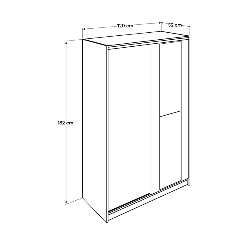 Ντουλάπα ρούχων Slide Megapap συρόμενη με καθρέφτη σε χρώμα sonoma 120x52x182εκ. - Hippiehome.gr