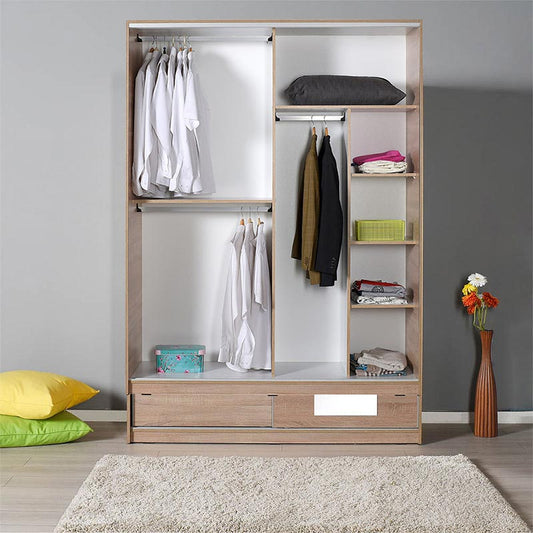 Ντουλάπα ρούχων Slide Megapap συρόμενη με καθρέφτη σε χρώμα sonoma 160x60x207εκ. - Hippiehome.gr