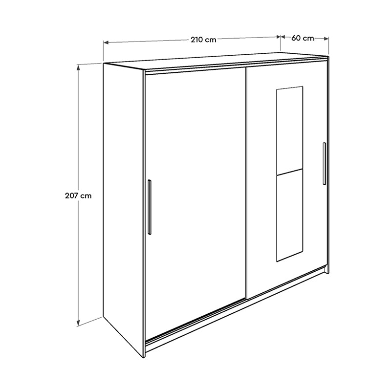 Ντουλάπα ρούχων Slide Megapap συρόμενη με καθρέφτη σε χρώμα λευκό 210x60x207εκ. - Hippiehome.gr