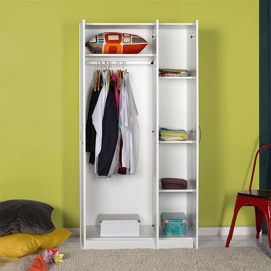 Ντουλάπα ρούχων Bodrum Megapap τρίφυλλη σε χρώμα λευκό 91x47x182εκ. - Hippiehome.gr