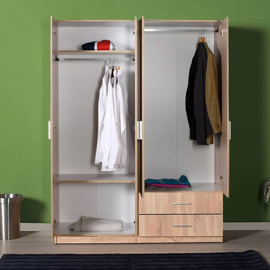 Ντουλάπα ρούχων Bodrum Megapap τετράφυλλη σε χρώμα φυσικό 140x53x182εκ. - Hippiehome.gr