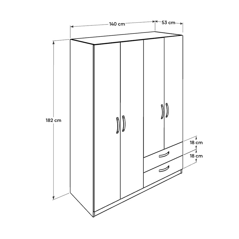 Ντουλάπα ρούχων Bodrum Megapap τετράφυλλη σε χρώμα φυσικό 140x53x182εκ. - Hippiehome.gr