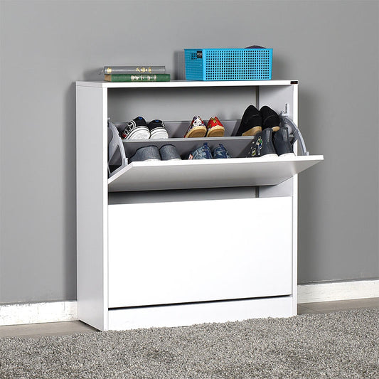 Παπουτσοθήκη Flat Duo Megapap 12 ζεύγων σε χρώμα λευκό 73x26x84εκ. - Hippiehome.gr