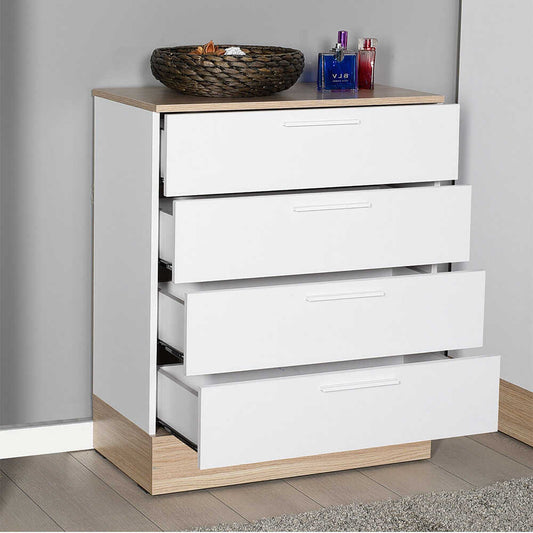 Συρταριέρα Base Megapap χρώμα oak - λευκό 72x40x88εκ. - Hippiehome.gr