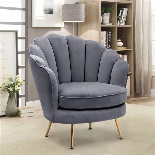 Πολυθρόνα Juliana Megapap βελούδινη χρώμα γκρι 81x72x80εκ. - Hippiehome.gr