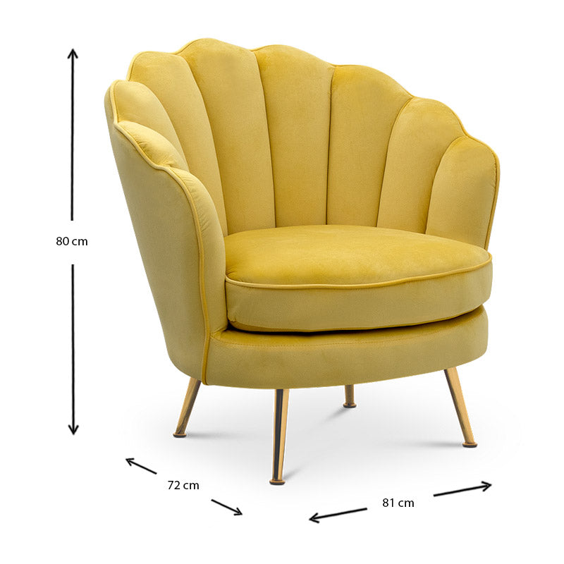 Πολυθρόνα Juliana Megapap βελούδινη χρώμα κίτρινο 81x72x80εκ. - Hippiehome.gr