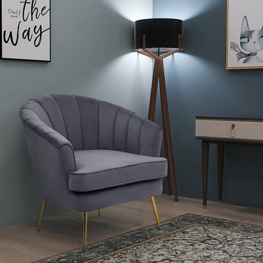 Πολυθρόνα Adrienne Megapap βελούδινη χρώμα γκρι 79x75x81εκ. - Hippiehome.gr