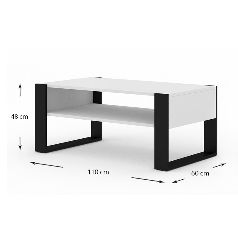 Τραπεζάκι σαλονιού Minimal Megapap σε χρώμα λευκό - μαύρο 110x60x48εκ. - Hippiehome.gr
