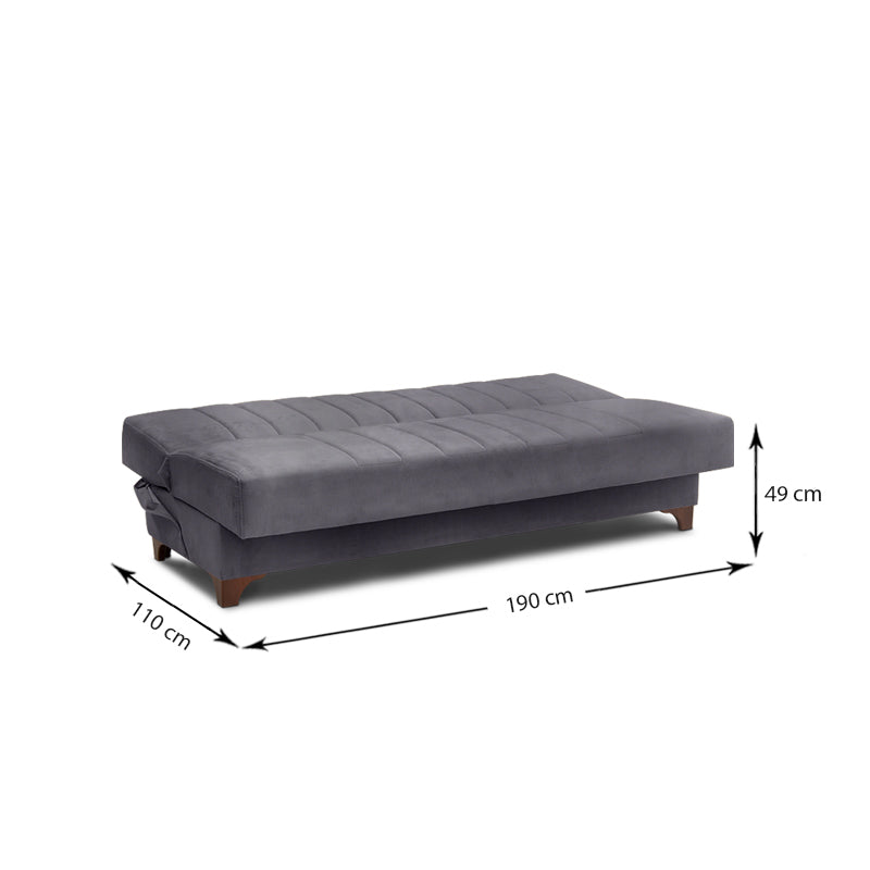 Καναπές - κρεβάτι Victor Megapap τριθέσιος βελούδινος με αποθηκευτικό χώρο σε χρώμα σκούρο γκρι 190x84x90εκ. - Hippiehome.gr