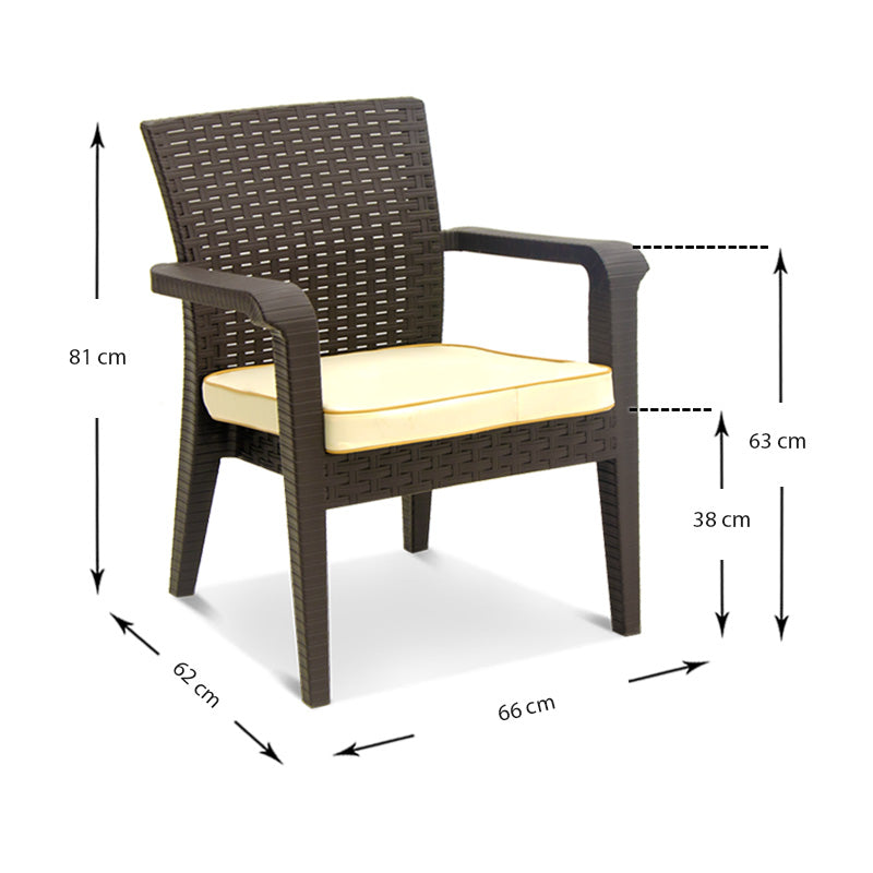 Πολυθρόνα κήπου Majorca Megapap από PP χρώμα καφέ 66x62x81εκ. - Hippiehome.gr