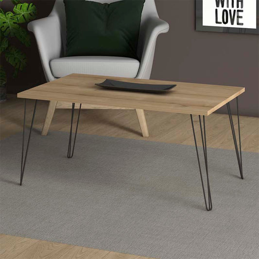 Τραπεζάκι σαλονιού Fiona Megapap μεταλλικό - μελαμίνης χρώμα oak 90x55x43εκ. - Hippiehome.gr