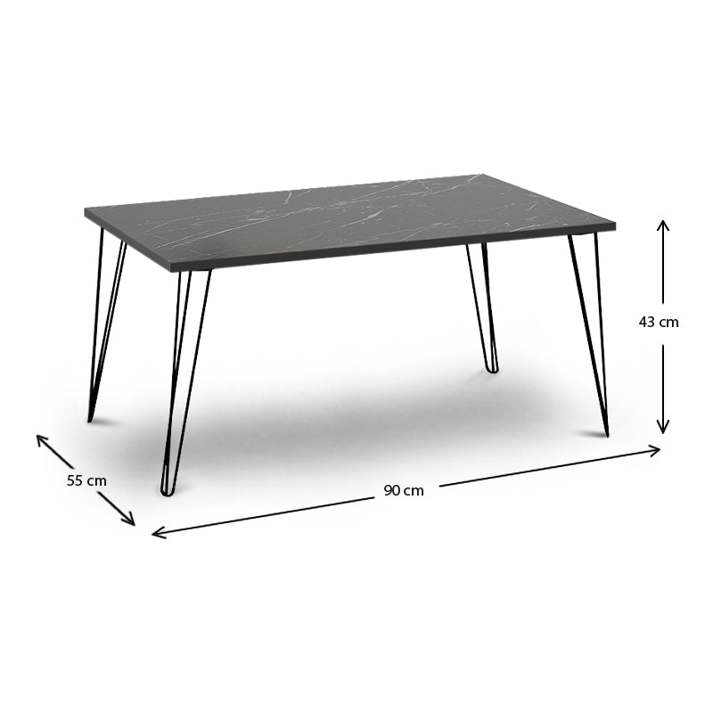 Τραπεζάκι σαλονιού Fiona Megapap μεταλλικό - μελαμίνης χρώμα μαύρο εφέ μαρμάρου 90x55x43εκ. - Hippiehome.gr