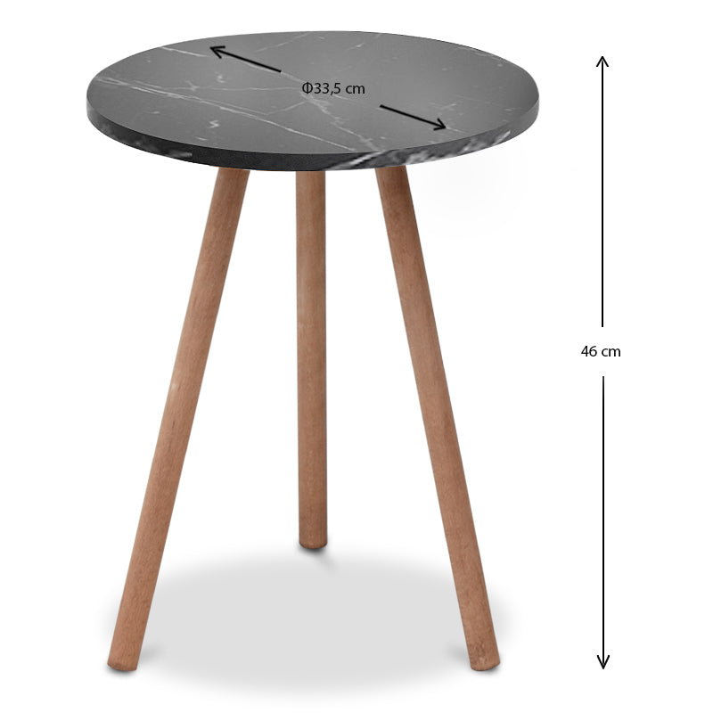 Βοηθητικό τραπεζάκι Roma Megapap από μελαμίνη χρώμα μαύρο εφέ μαρμάρου 33,5x33,5x46εκ. - Hippiehome.gr