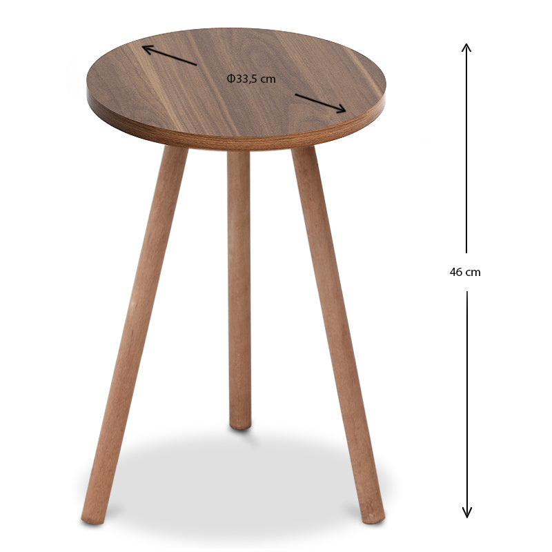 Βοηθητικό τραπεζάκι Roma Megapap από μελαμίνη χρώμα καρυδί 33,5x33,5x46εκ. - Hippiehome.gr