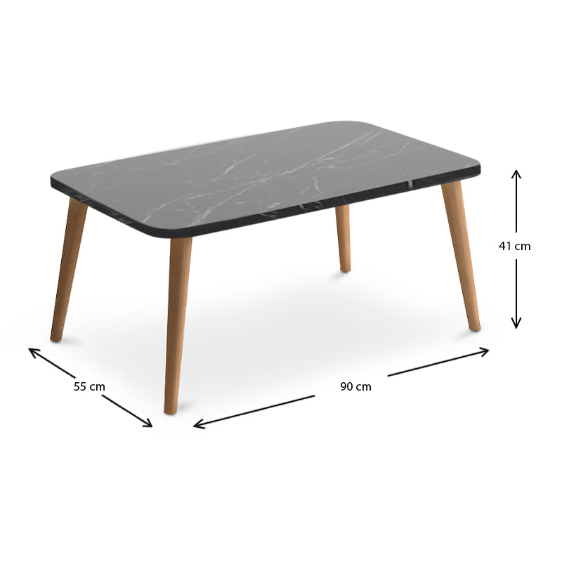 Τραπεζάκι σαλονιού Soul Megapap από μελαμίνη χρώμα μαύρο εφέ μαρμάρου 90x55x41εκ. - Hippiehome.gr