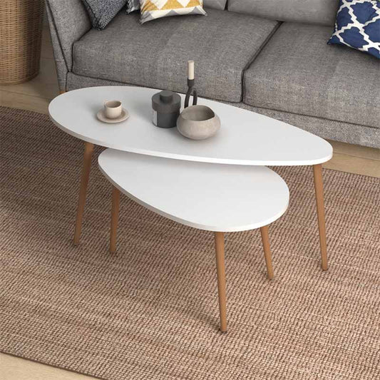 Βοηθητικά τραπεζάκια Elips Megapap από μελαμίνη χρώμα λευκό 116x46x46εκ. - Hippiehome.gr