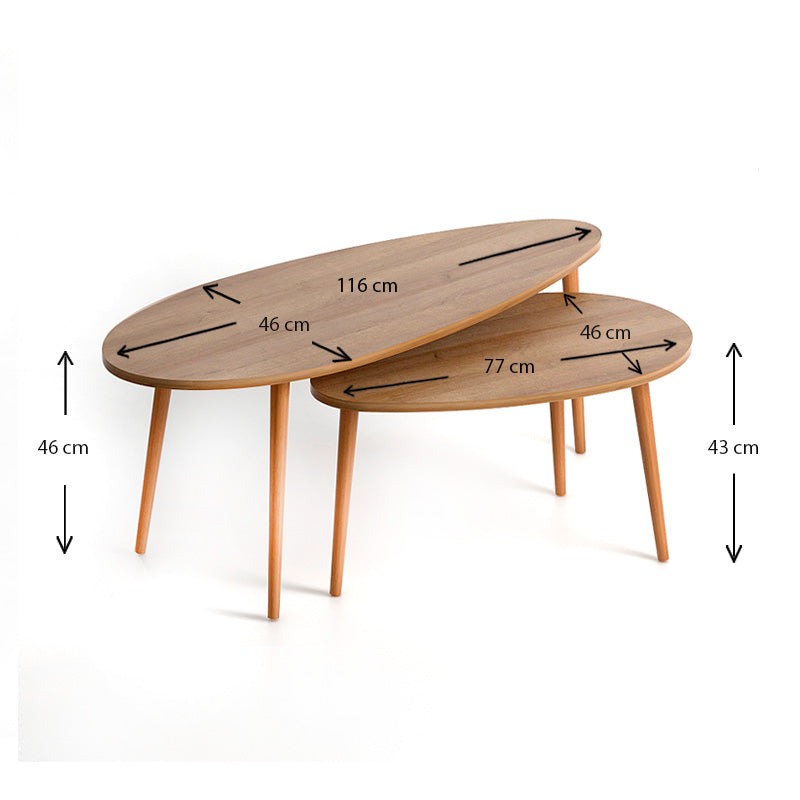 Βοηθητικά τραπεζάκια Elips Megapap από μελαμίνη χρώμα pine oak 116x46x46εκ. - Hippiehome.gr
