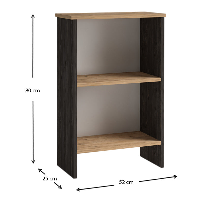 Βιβλιοθήκη μελαμίνης Flora Megapap χρώμα industrial grey - oak 52x25x80εκ. - Hippiehome.gr