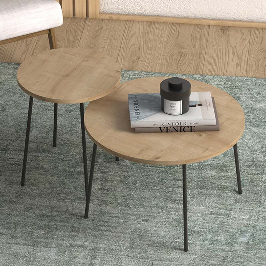 Σετ τραπεζάκια σαλονιού Select Megapap 2 τμχ. από μελαμίνη χρώμα oak 60x60x47εκ. - Hippiehome.gr