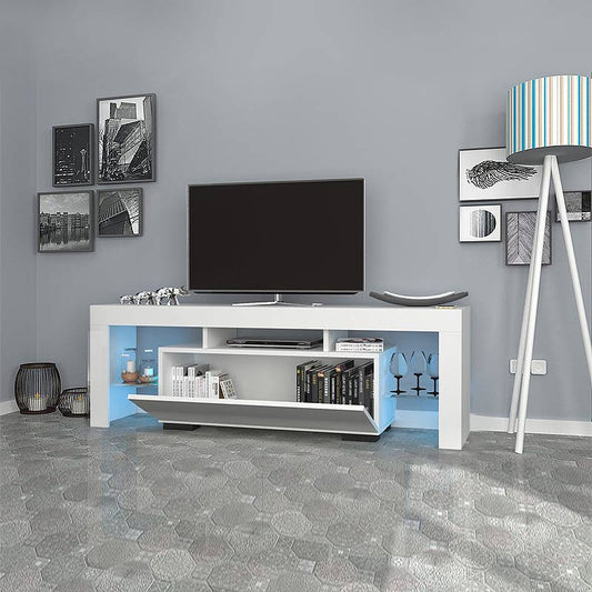 Έπιπλο τηλεόρασης Stilo Megapap από μελαμίνη χρώμα λευκό 150x37x52εκ. - Hippiehome.gr