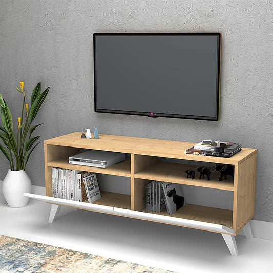 Έπιπλο τηλεόρασης Encoy Megapap από μελαμίνη χρώμα sonoma - λευκό 120x35x50εκ. - Hippiehome.gr