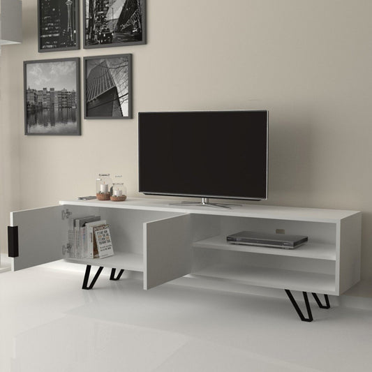 Έπιπλο τηλεόρασης Foot Megapap από μελαμίνη χρώμα λευκό 160x35x49εκ. - Hippiehome.gr