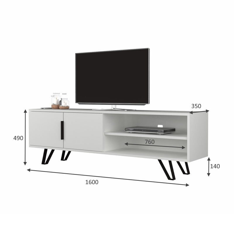 Έπιπλο τηλεόρασης Foot Megapap από μελαμίνη χρώμα λευκό 160x35x49εκ. - Hippiehome.gr