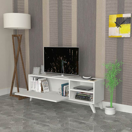 Έπιπλο τηλεόρασης Space Megapap από μελαμίνη χρώμα λευκό 120x35x42εκ. - Hippiehome.gr
