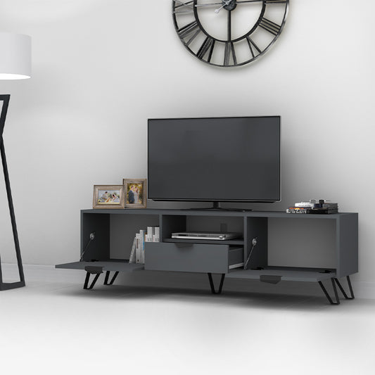 Έπιπλο τηλεόρασης Jasmine Megapap από μελαμίνη χρώμα γκρι 170x35x50εκ. - Hippiehome.gr