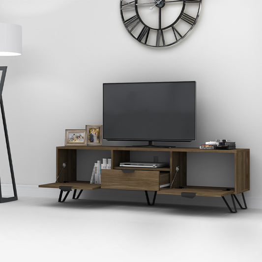 Έπιπλο τηλεόρασης Jasmine Megapap από μελαμίνη χρώμα καρυδί 170x35x50εκ. - Hippiehome.gr