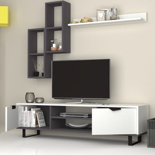 Σύνθεση τηλεόρασης Lonsa Megapap από μελαμίνη χρώμα λευκό 160x35x40εκ. - Hippiehome.gr