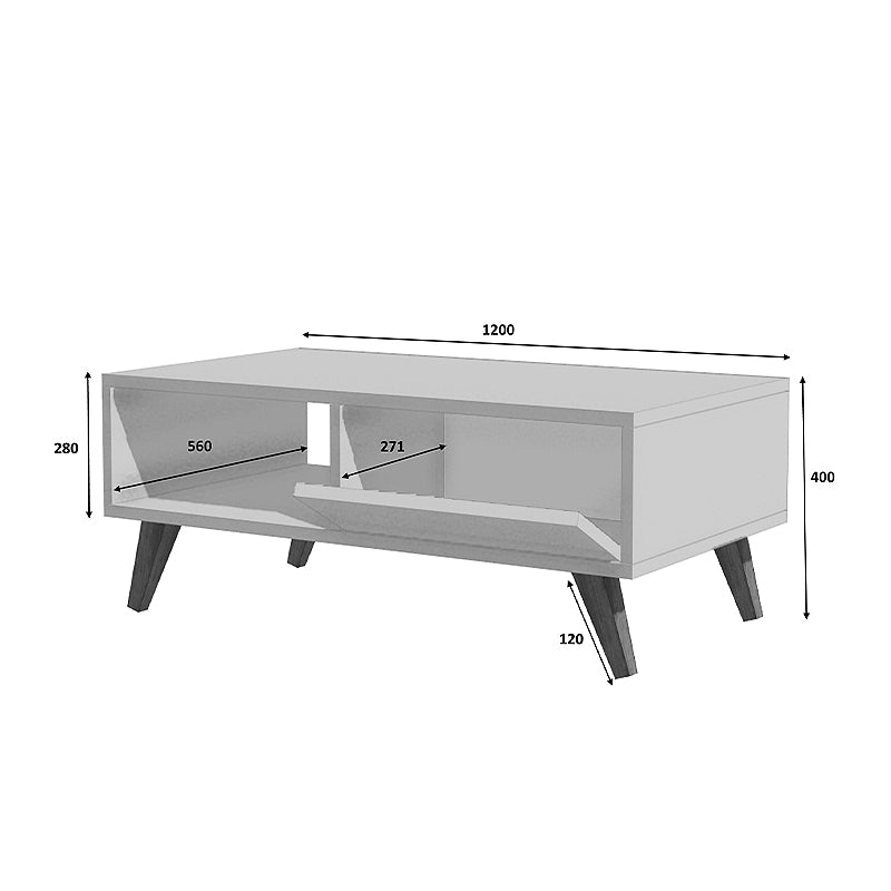 Τραπεζάκι σαλονιού Aster Megapap από μελαμίνη χρώμα λευκό 120x56x40εκ. - Hippiehome.gr