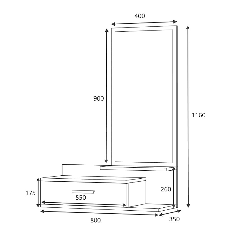 Έπιπλο εισόδου - τουαλέτα μελαμίνης Joy Megapap με καθρέφτη χρώμα sonoma - λευκό 80x35x116εκ. - Hippiehome.gr
