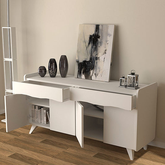 Μπουφές μελαμίνης Sila Megapap χρώμα λευκό 140x45x72εκ. - Hippiehome.gr