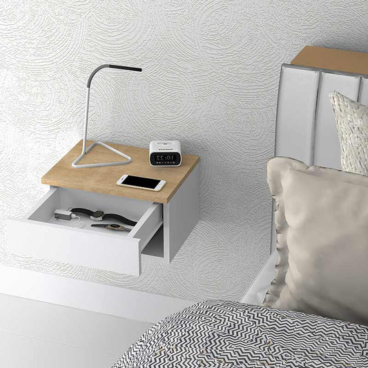 Κομοδίνο μελαμίνης Mary Megapap κρεμαστό χρώμα sonoma - λευκό 40x30x23εκ. - Hippiehome.gr