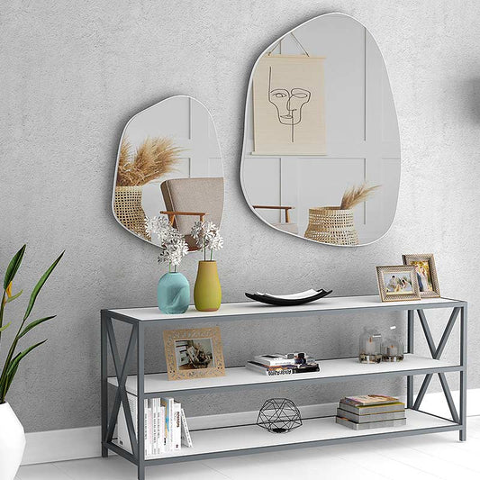 Σετ καθρεφτών τοίχου Denza Megapap 2 τμχ. χρώμα λευκό 100x80x2,2εκ. - Hippiehome.gr