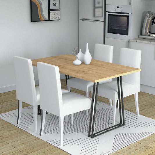 Τραπέζι Gable Megapap μεταλλικό - μελαμίνης χρώμα sonoma - ανθρακί 140x80x76εκ. - Hippiehome.gr