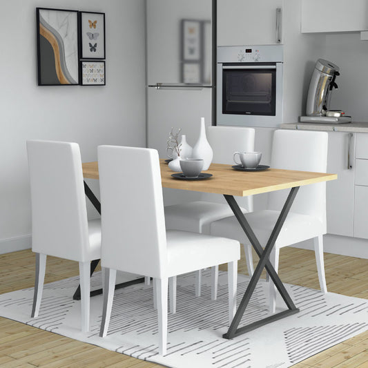 Τραπέζι Bette Megapap μεταλλικό - μελαμίνης χρώμα sonoma - ανθρακί 140x80x76εκ. - Hippiehome.gr