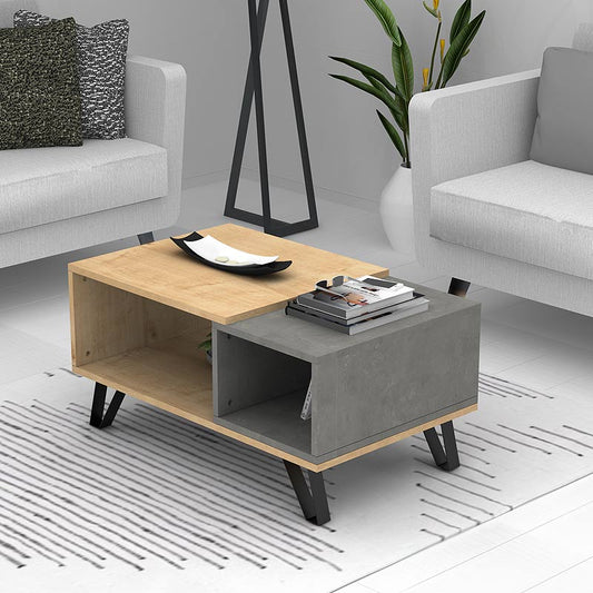 Τραπεζάκι σαλονιού Don Megapap μελαμίνης χρώμα sonoma - ανθρακί 90x55x44εκ. - Hippiehome.gr