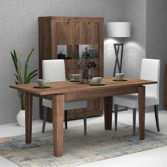 Τραπέζι μελαμίνης Helmut Megapap επεκτεινόμενο χρώμα καρυδί 160/200x90x76εκ. - Hippiehome.gr