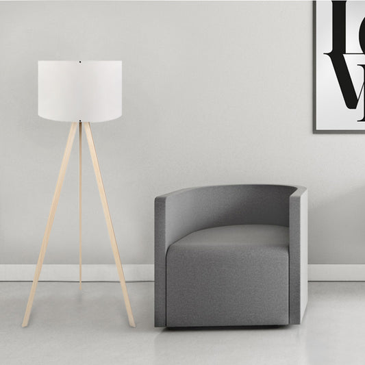 Φωτιστικό δαπέδου Rosling Megapap Mdf/ύφασμα Pvc χρώμα φυσικό/λευκό 38x21x140εκ. - Hippiehome.gr