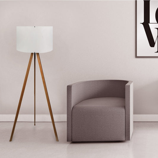 Φωτιστικό δαπέδου Rosling Megapap Mdf/ύφασμα Pvc χρώμα καρυδί/μπεζ 38x21x140εκ. - Hippiehome.gr